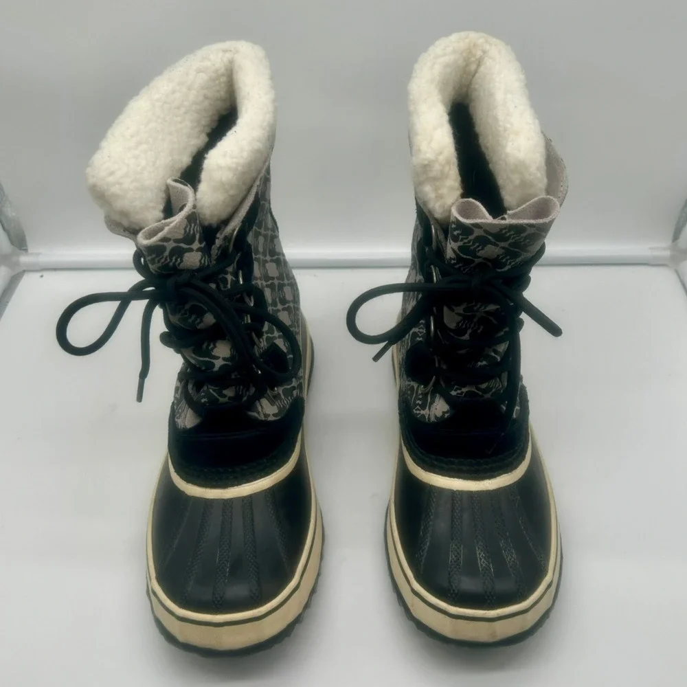 Sorel 1964 Pac Graphic Boots Men‎ 9 Black White Gray Waterproof Winter Snow Duck
